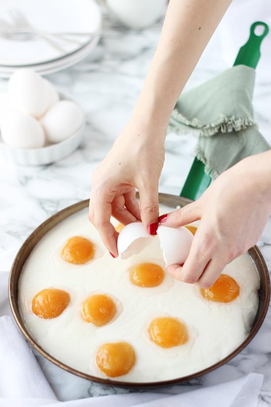 Pastel huevos fritos