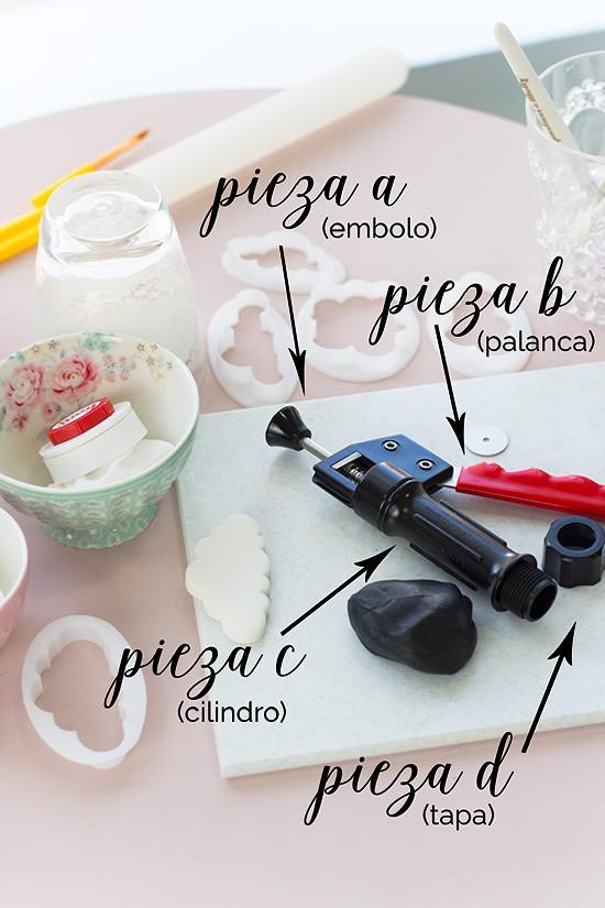 Conoce las partes de una pistola de fondant para usarla correctamente