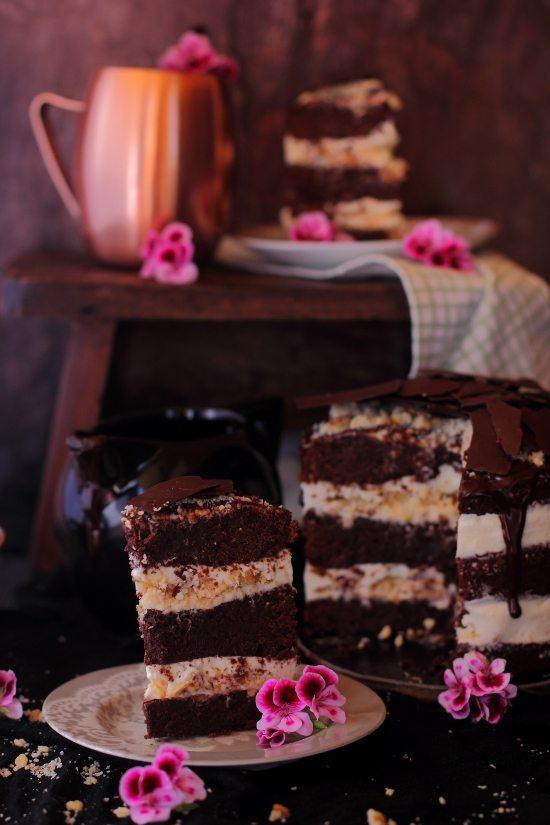 Tarta de Brownie con Queso, Coco y Nueces 5 Tarta de Brownie con Queso, Coco y Nueces 5