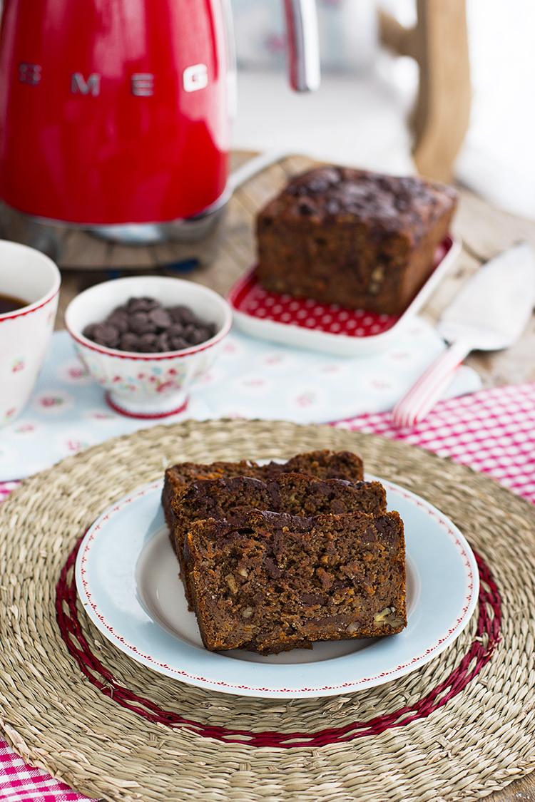 Plum cake de zanahoria y chocolate saludable, fácil y muy rico