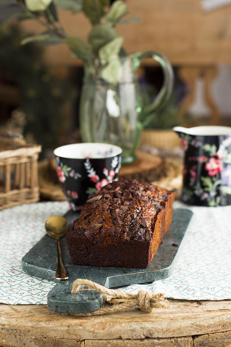 Plum Cake Marmolado de Chocolate y Calabacín saludable