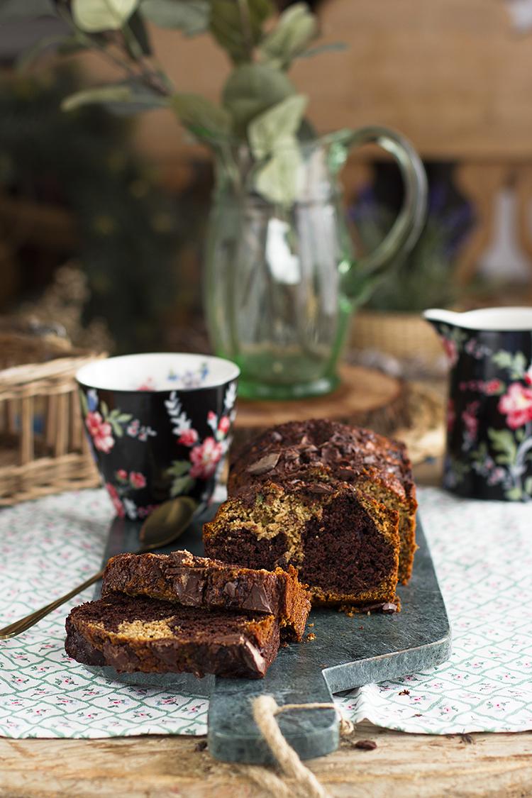 Plum Cake Marmolado de Chocolate y Calabacín saludable