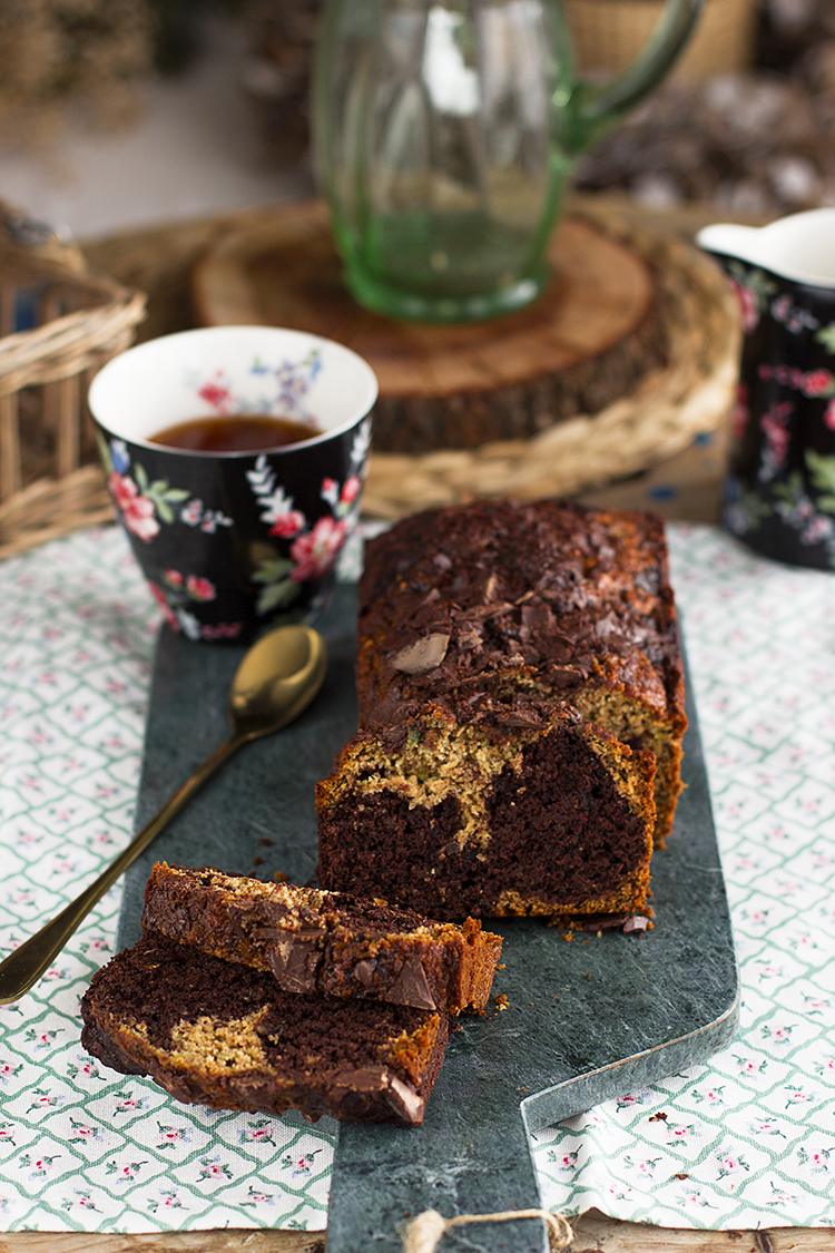 Plum Cake Marmolado de Chocolate y Calabacín saludable
