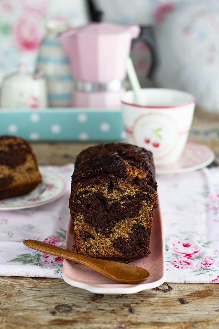 Plum Cake Zebra de Plátano y Chocolate
