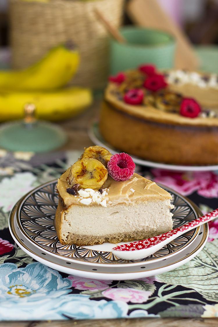 Cheesecake de Plátano Cacahuete y Chocolate Blanco fácil y saludable Cheesecake de Plátano Cacahuete y Chocolate Blanco fácil y saludable