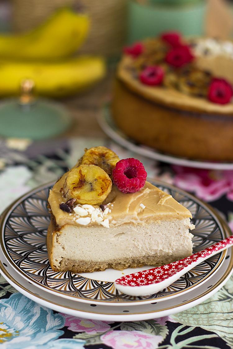 Cheesecake de Plátano Cacahuete y Chocolate Blanco fácil y saludable Cheesecake de Plátano Cacahuete y Chocolate Blanco fácil y saludable