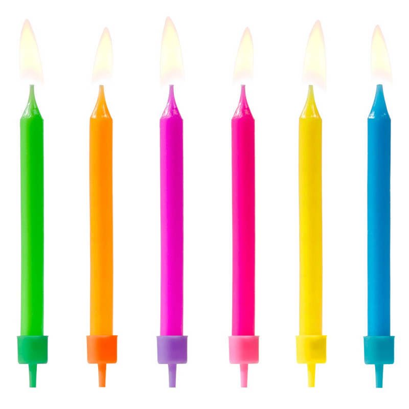 Pack de 6 Velas de cumpleaños de Colores Brillantes
