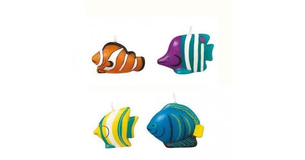 Set 4 velas de peces tropicales Wilton