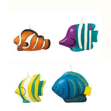 Set 4 velas de peces tropicales Wilton