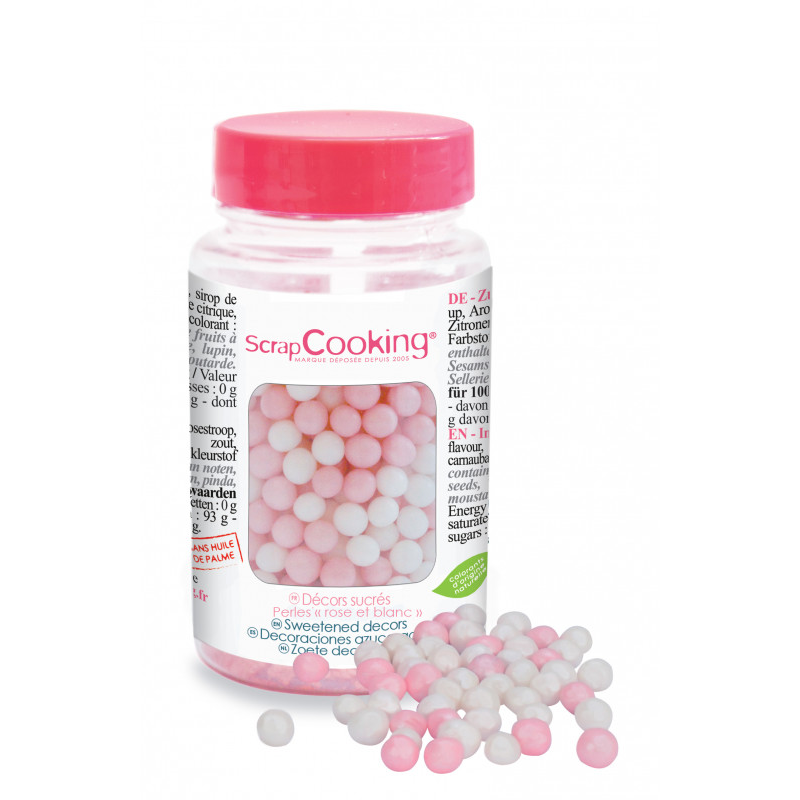 Sprinkles Perlas Rosa y Blanco 5 mm 55 g Scrapcooking