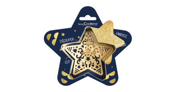 Pack de Cortante y Sello estampación Estrella Navidad Scrapcooking