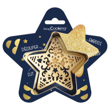 Pack de Cortante y Sello estampación Estrella Navidad Scrapcooking