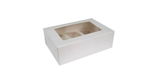 Caja para 6 cupcakes blanca con ventana Excelente Azucren