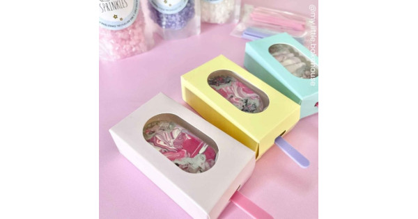 Pack 10 Cajas para Magnum CakeSicle de Bizcocho Azul Pastel Funcakes