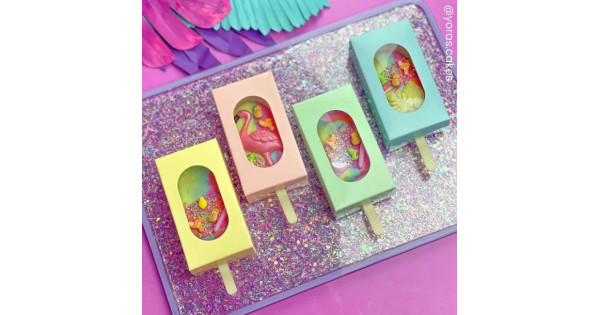 Pack 10 Cajas con ventana para Magnum CakeSicle de Bizcocho Amarillo Pastel Funcakes