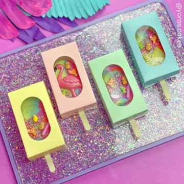 Pack 10 Cajas con ventana para Magnum CakeSicle de Bizcocho Amarillo Pastel Funcakes