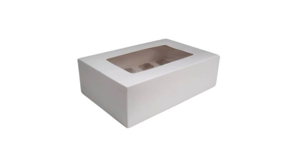 Caja para 12 mini cupcakes blanca con ventana Excelente Azucren