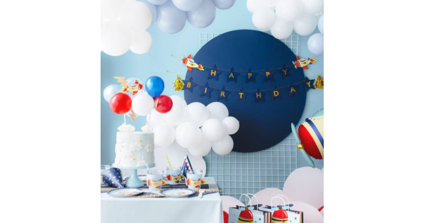 Topper para tarta Globos Azul - Avión PartyDeco