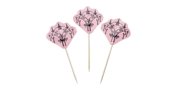 Pack 12 Toppers Candelabro Negro Rosa Kitchen Craft