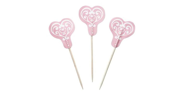 Pack 12 Toppers Corazón Barroco Rosa Kitchen Craft