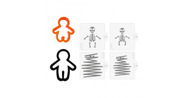 Pack de Cortantes + Stencils Esqueleto Halloween (4) Decora Italia