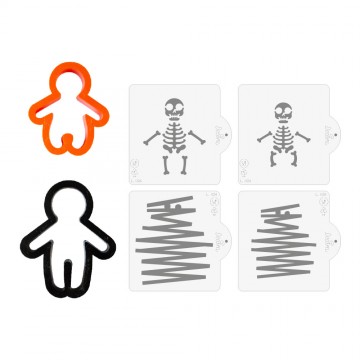 Pack de Cortantes + Stencils Esqueleto Halloween (4) Decora Italia