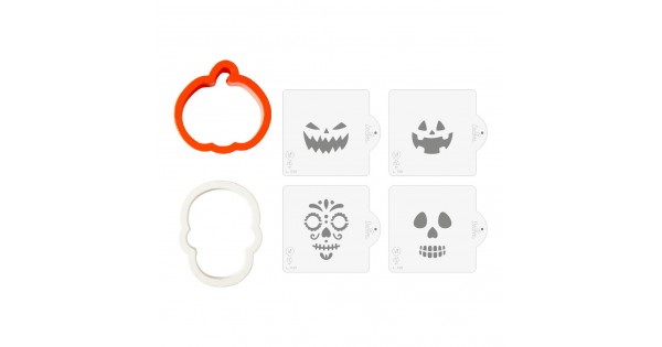 Pack de Cortantes + Stencils Calavera y Calabaza Halloween (4) Decora Italia