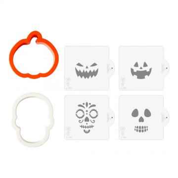 Pack de Cortantes + Stencils Calavera y Calabaza Halloween (4) Decora Italia