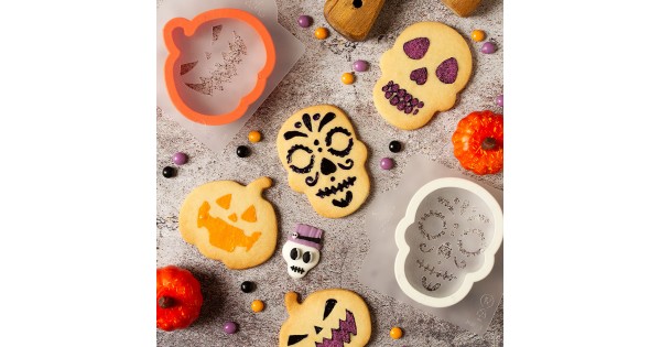 Pack de Cortantes + Stencils Calavera y Calabaza Halloween (4) Decora Italia