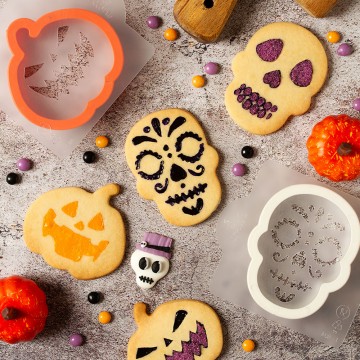 Pack de Cortantes + Stencils Calavera y Calabaza Halloween (4) Decora Italia