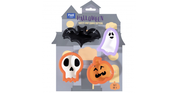 Pack 4 Cortantes Halloween Fantasma, Calavera, Calabaza y Murciélago PME