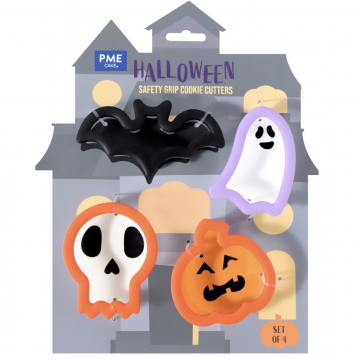 Pack 4 Cortantes Halloween Fantasma, Calavera, Calabaza y Murciélago PME