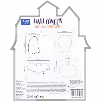 Pack 4 Cortantes Halloween Fantasma, Calavera, Calabaza y Murciélago PME