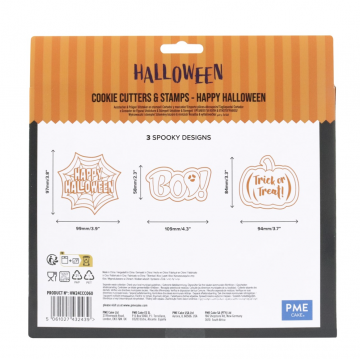 Pack de 3 Cortantes y Sello Estampación Feliz Halloween PME