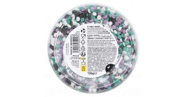 Mix de Sprinkles Confeti Violeta, Negro, Verde y Blanco 136 g PME