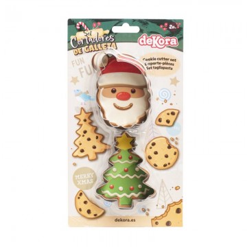 Pack 2 Cortantes Navidad Papa Noel y Árbol Dekora