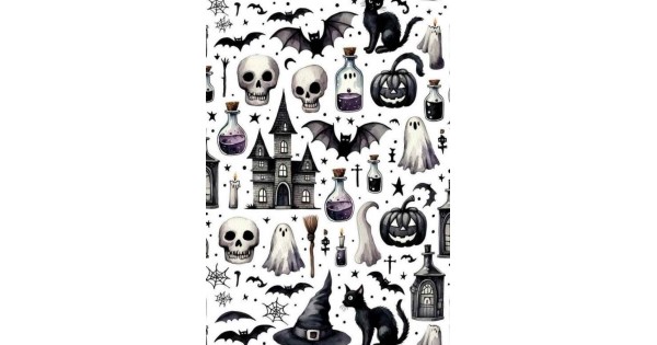 Papel de azúcar Blanco Negro Halloween (A4) Megasilvita