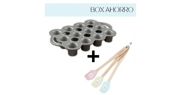 Box AHORRO Molde 12 cavidades Mini Popover Nordic Ware + PACK 3 mini espátulas