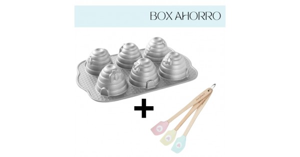 Box AHORRO Molde 6 cavidades Beehive Cakelet Pan Nordic Ware + Pack 3 mini espátulas Kitchen Craft