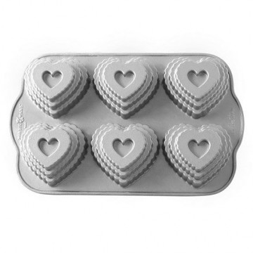 Box AHORRO Molde 6 cavidades Tiered Heart Cakelet Pan Nordic Ware + LIBRO The Great Cupcake Book