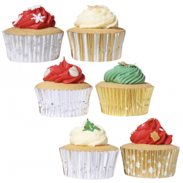 Cápsulas de Cupcakes Mix Oro y Plata Navidad (100) PME