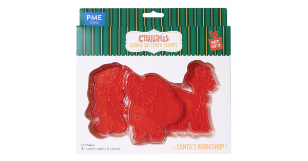 Pack de 3 Cortantes y Sellos Estampación Taller Santa Claus Navidad PME-2