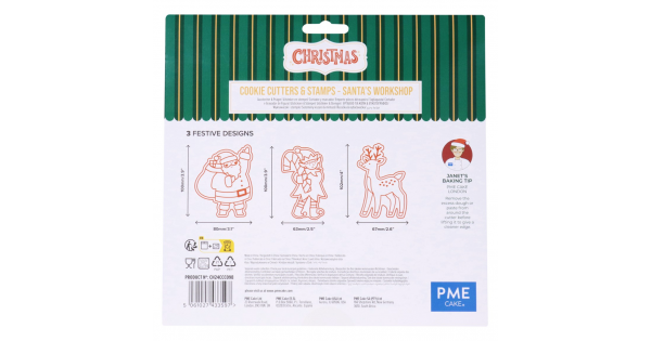 Pack de 3 Cortantes y Sellos Estampación Taller Santa Claus Navidad PME-6