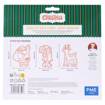 Pack de 3 Cortantes y Sellos Estampación Taller Santa Claus Navidad PME-6