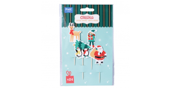 Pack 24 Toppers Santa Claus y Amigos Navidad PME-2