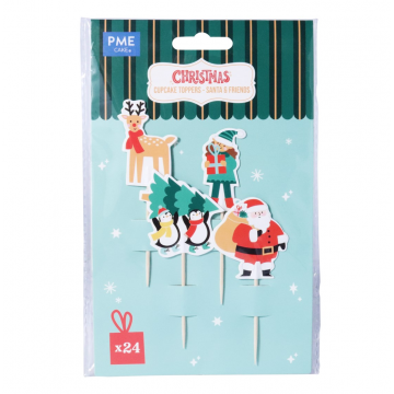 Pack 24 Toppers Santa Claus y Amigos Navidad PME-2