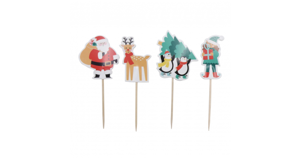 Pack 24 Toppers Santa Claus y Amigos Navidad PME-1