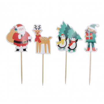 Pack 24 Toppers Santa Claus y Amigos Navidad PME-1