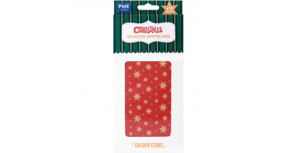 Pack 12 Papel para Envolver Estrellas Doradas Navidad PME-5