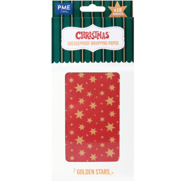 Pack 12 Papel para Envolver Estrellas Doradas Navidad PME-5